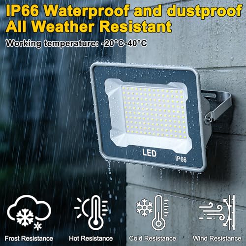 CREATESTAR Outdoor LED Spotlight 400W, Outdoor LED Spotlights 6500K 40000LM Cool White Light, IP66 Waterproof Outdoor Headlight for Sports Warehouse Garage Garden Parking Field Courtyard, 1 Pieces