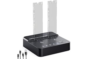 Dual Bay NVMe SSD Cloner & Duplicator - 20Gbps USB 3.2 Gen 2x2 M.2 Enclosure Dock, Tool-Free Offline Clone Reader/Adapter for