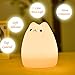 EMDMAK Baby Night Light USB Rechargeable Silicone Night Lamp with 7-Color Mood Light, Sensitive Tap Control for Baby Kids Adults (Kitty C)