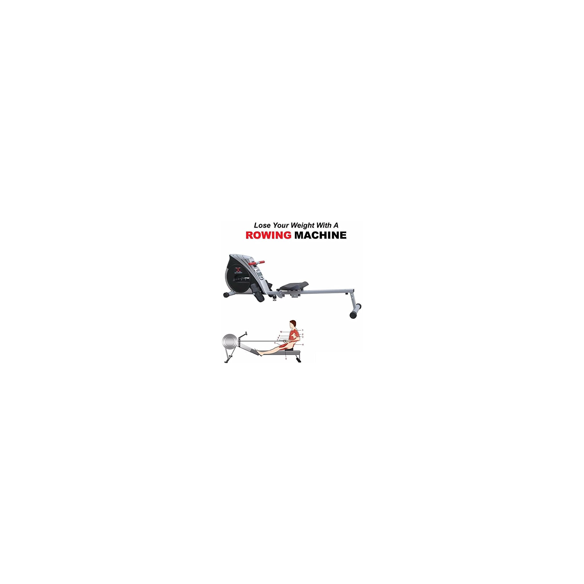 SportPlus Rowing Machine for Home Use, Foldable, Magnetic Resistance