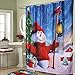 OurWarm 72 x 72 Inch Shower Curtain Sets, Christmas Snowman Waterproof Shower Curtain Mat Bathroom Decorations