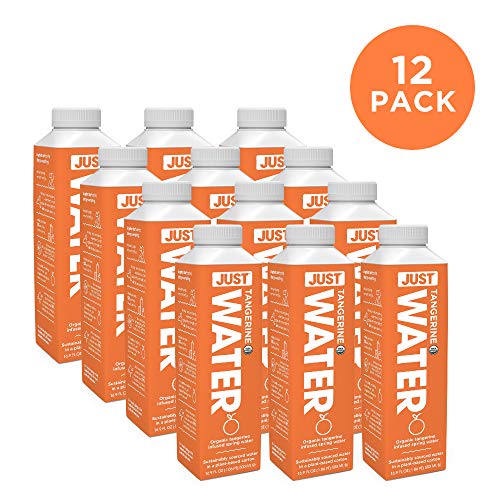 JUST Water Infused, Spring Water Infused with Organic Tangerine Essence in an Eco-Friendly Bottle, Zero Sugar, Zero Artificial Flavors, Zero Sweeteners, Alkaline, pH of 8.0 16.9 fl oz, (Pack of 12)