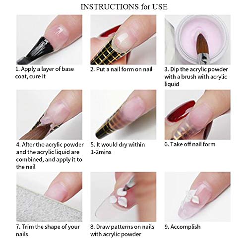 Acrylic Nails Acrylic Powder and Liquid Set Liquid Monomer Acrylic Clear Acrylic Powder Nail Extension 3D Carving Nail Acrylic Nail Professionals Nail Kit for Beginners