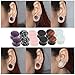 TOPBRIGHT 6 Pair / 12 Pieces Set Natural Mixed Stone Plug Double Flared Flesh Tunnels Gauges