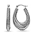 LeCalla 925 Sterling Silver Hoop Earrings Antique Jewelry Oval Click-Top Shrimp Chunky Puffy Earring Hoops for Women - 34mm