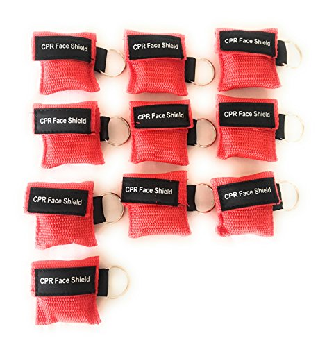 10 Pack CPR Keychain Pocket Mask CPR Emergency Face Shield With One-way Valve Breathing Barrier For First Aid Rescue or AED Training By Saving Is Us