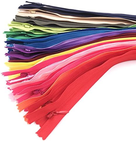 40Pcs Mix Nylon Invisible Coil Zippers For Tailor Sewer Sewing Craft Crafter's Clothes 20 Inch 50cm (20 Colors, 2 Pcs Each Color)