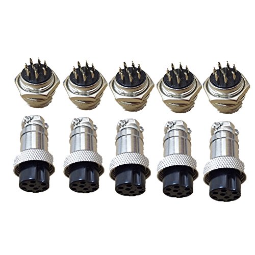 Lsgoodcare 5PCS AC 200V 5A 16mm 9 Pin Female Aviation Connector Plug + 5PCS AC 200V 5A 16mm 9 Pin Male Aviation Connector Plug