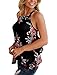 Sidefeel Women High Neck Floral Print Sleeveless Tank Top Large Black