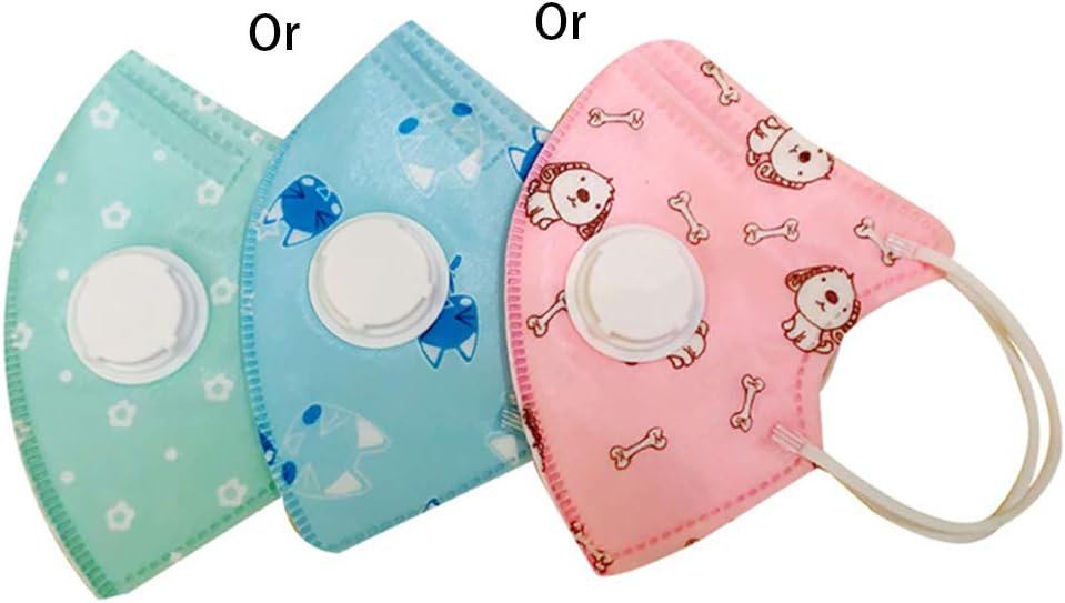 ForHe Kids Mouth-mufffle with Valve, 5 Layers Breathable Dustproof with Elastic Earloop for Outdoor Protection