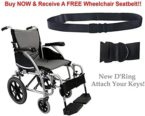 Karman Healthcare S-115F16SS-TP S-Ergo 115 16 in. seat Ergonomic Transport Wheelchair with Swing Away Footrest in Silver