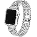 Rhinestones Bands with Diamond Face Cover for Women Men, Falandi Bling Stainless Steel Replacement Wristband for Apple Watch Series 3, Series 2, Series 1, iWatch Nike+ Sport Edition (Silver, 38mm)