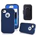 iPhone 4s Case, Harsel Defender Series Heavy Duty Tough Rugged High Impact Armor Hybrid Military with Belt Clip Built-in Screen Protector Case Cover for Apple iPhone 4s /4g (Navy / Dark Blue)