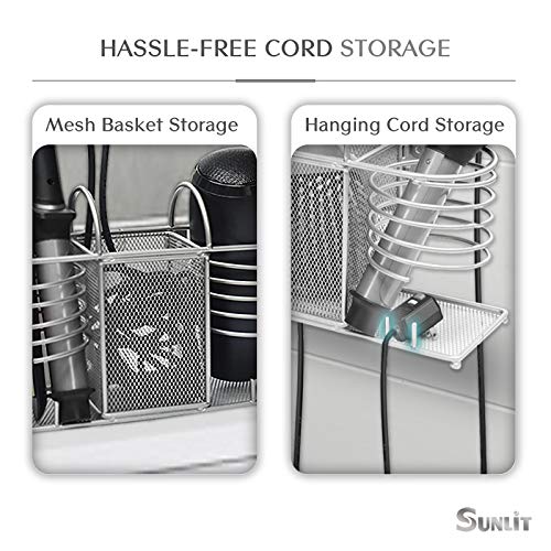 image for Sunlit 3 in 1 Wall Mount/Countertop/Over Cabinet Door Metal Wire Hair 