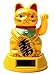 1 X Gold Solar Powered Feng Shui Gold Lucky Beckoning Waving Cat Maneki Neko 5