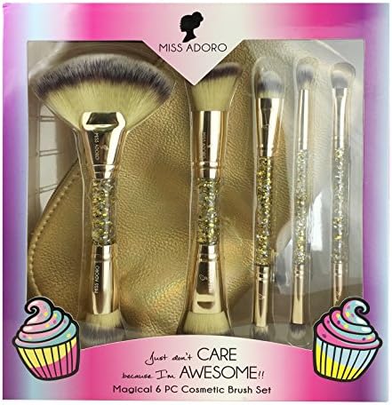 Miss Adoro Magical 6pc Cosmetic Face Brush Set Makeup Bag Duo End
