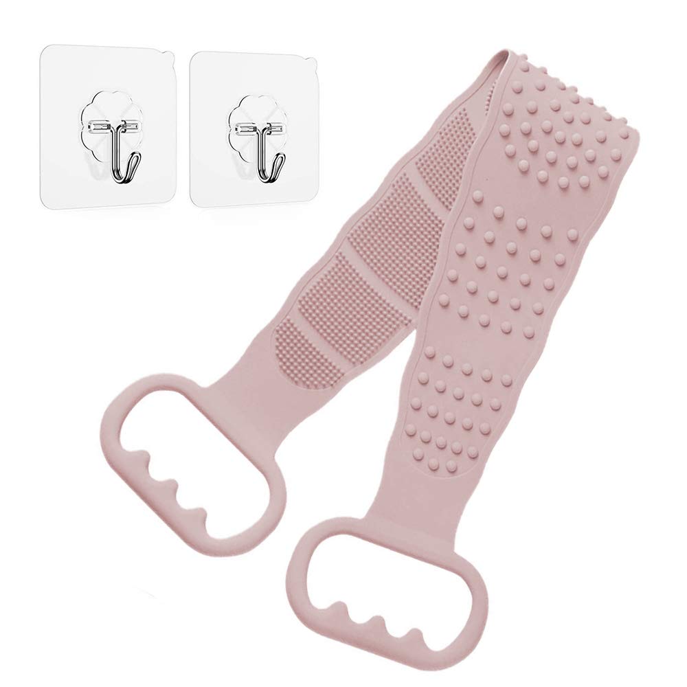 Silicone Back scrubber, Multifunctional Dual Sided Back Scrubber SiliconeDead Skin Removal, Exfoliating Bath Brush Soft, Silicone Massage Bathroom, Long Strap Back Scrubber Body Cleaning Shower(Green) : Beauty