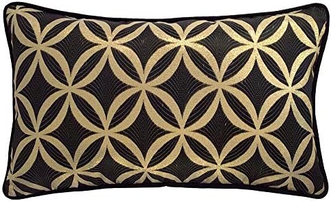 Satin Circle Lattice Pattern Pillow Cover With Black Satin Piping
