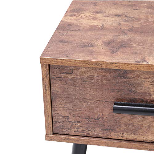 Iwell Mid Century Coffee Table with Drawer and Storage Shelf for Living