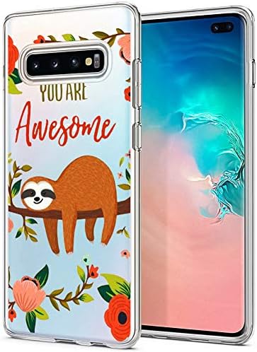 Heaofei Sloth Quotes Case for Samsung Galaxy S10 Plus Clear Design Transparent TPU Bumper Protective Case Cover for Samsung Galaxy S10+ 6.4inch