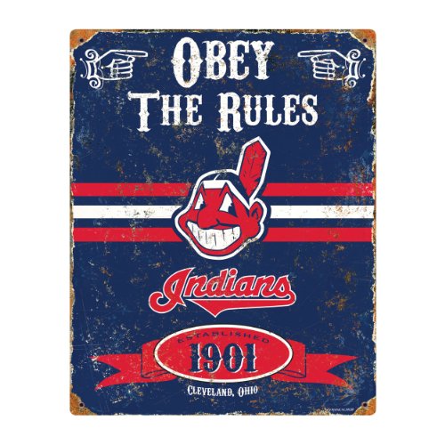 Party Animal MLB Embossed Metal Vintage Pub Signs,Cleveland Indians