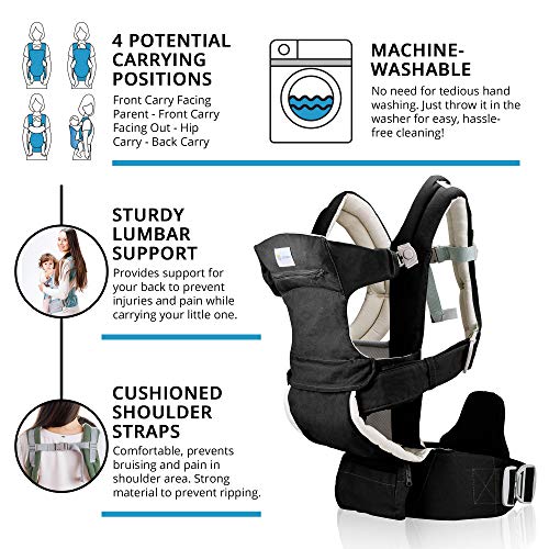 Baby Carrier for Men & Women - All Carry Positions Baby Carrier - Infant Carrier - Backpack Baby Carrier -Hiking Baby Carrier - Cotton (Black Camel)
