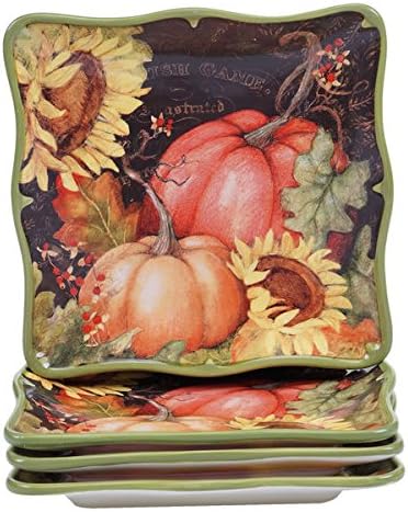 Certified International Botanical Harvest 8.5-inch Dessert Plate (Pack of 4)