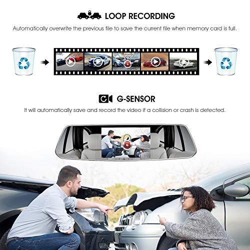 SUAOKI 1080p Full-HD Car DVR With HD Rear-View Camera for Parking Assistance Comes With Crisp 5-Inch Touch Screen Display Supports G-Sensor, Loop Recording, 128GB Storage Room(SD Card Not Included) - Thumbnail 4