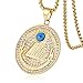 HZMAN 18k Gold Plated Novus Ordo Seclorum Stainless Steel Eye of Providence All-Seeing-Eye Pyramid/Eye Medal Pendant Necklace