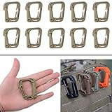 XTACER Tactical Multipurpose D-Ring Locking Hanging Hook Tactical Link Snap Keychain for Molle Webbing (Khaki (10-Pack))