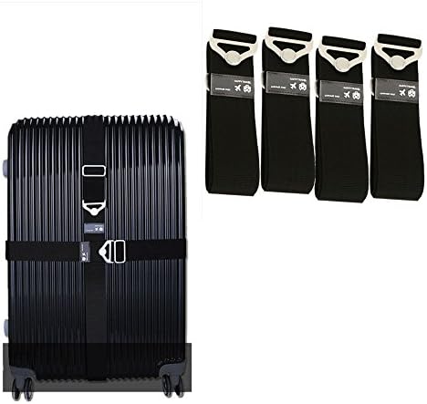 Awayyang 4 Pcs Luggage Strap Elastic Belt With Metal Buckle