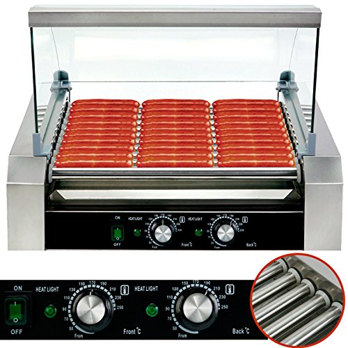 Electric 30 Hot dog Roller Grilling Machine(11 Rollers) Stainless Steel Hot dog Maker Sausage Cooker Warmer Roller Machine (11 Rollers)