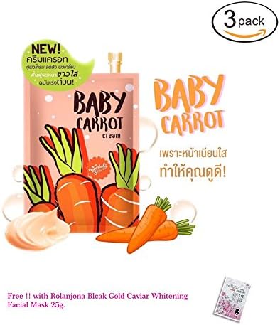 3 x BABY CARROT CREAM ANTI DARK SPOTS FRECKLE BRIGHTENING WHITENING AURA SKIN HEALTHY NOURISH SKIN [GET FREE TOMATO FACIAL MASK]