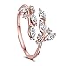 KOREA-JIAEN Branch Ring S925 Sterling Silver Plated Base 5A Level CZ Adjustable Ring (Rose gold)