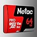 64GB Micro SD Memory Card - Netac P500 PRO V30 UHS-I U3 High Speed MicroSDXC TF Card with Adapter