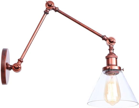 Rust Wall Sconce Light Lámpara de Pared Industrial con toldo de Vidrio
