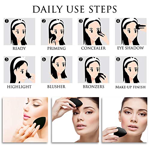 BEAKEY 6 Pcs Makeup Sponge Set Blender Beauty Foundation Blender Sponge, Multi-colored Non-Latex Blending Sponge for Foundation, Professional Beauty Makeup Set for Dry & Wet Use