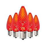 Holiday Lighting Outlet Faceted C9 Christmas Lights | Red LED Light Bulbs Holiday Decoration | Warm Christmas Decor For Indoor & Outdoor Use | 3 SMD LEDs in Each Light Bulb | Set of 25