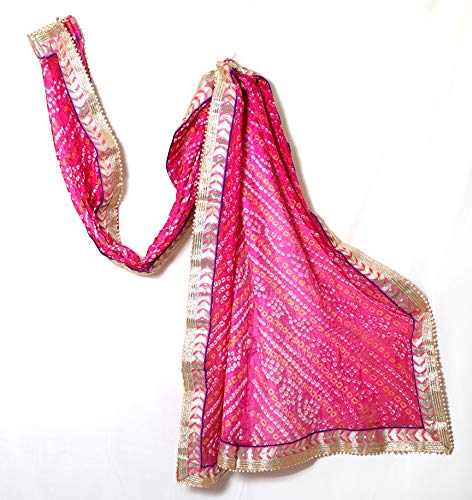 apratim women's art silk gotta patti work bandhani dupatta