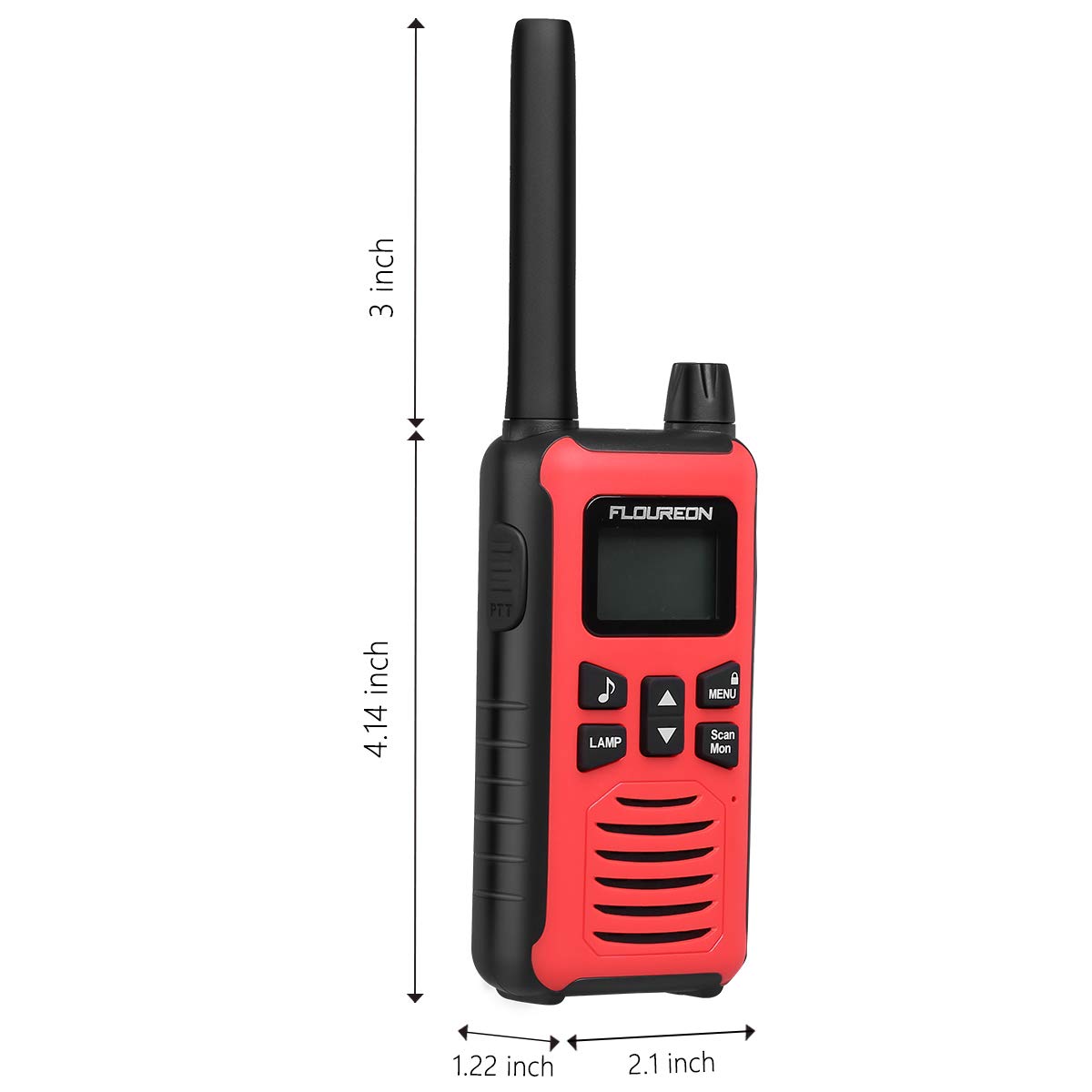 FLOUREON 4 Packs Walkie Talkies Two Way Radios 22 Channel 3000M (MAX 5000M Open Field) UHF Long Range Handheld Talkies Talky (Red FC200)