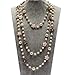 Womens Chic Statement Multilayer Imitation Pearl Strand Long Rose Camellia Charm Necklace