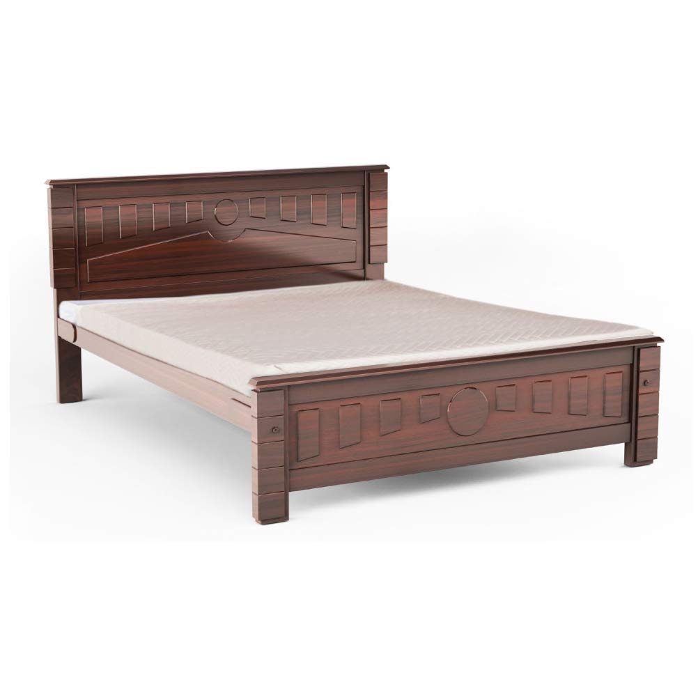 VRIKSHH Queen MDF;Rubber wood Bed Without Storage (Glossy Finish