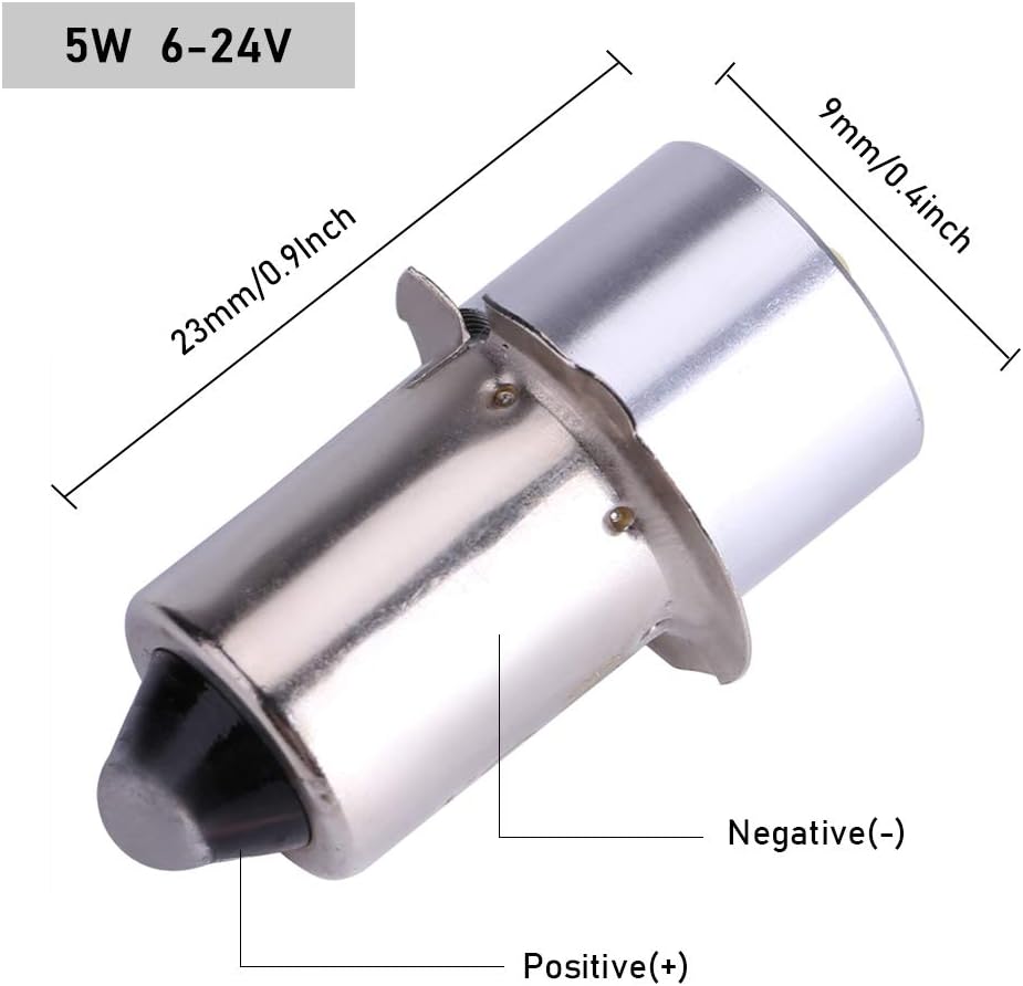 5W 6-24V P13.5S LED Flashlight Bulb, 200~210LM Replacement Bulb Torch Lamp Emergency Work Light Torch Replacement Bulbs - Image 3