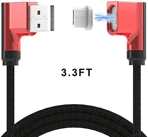 Magnetic Micro Cable,3.3FT WMZ Micro USB [90 Degree Right-angled] Charging and Data Transmission for Samsung HTC Huawei LG Sony and Other Android Device