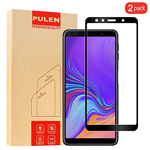 [2-Pack] PULEN Samsung Galaxy A7 2018 Screen Protector,0.3MM Slim Full Screen Coverage Anti-Scratch Bubble Free Ultra Clear 9H Hardness Tempered Glass for Samsung Galaxy A7 2018 (Black)
