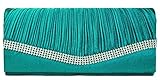 Chicastic Pleated Satin Wedding Evening Bridal Clutch Purse With Rhinestones