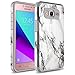 J2 Prime Case, Galaxy Grand Prime Case, Rosebono Hybrid Dual Layer Shockproof Hard Cover Graphic Fashion Colorful Silicone Case for Samsung Galaxy Grand Prime - White Marble