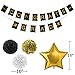 2022 Graduation Party Decorate Supplies, Black Gold Banner Balloon Tassels for Adults Kids High School College Senior Congrats Photo Frame Yard Sign
