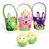 Aytai Kids DIY Craft Kit 3pcs Semi-Finished Felt Bunny Baskets and Foam Eggs for Birthday Gift for Kids Party Games Supplies
