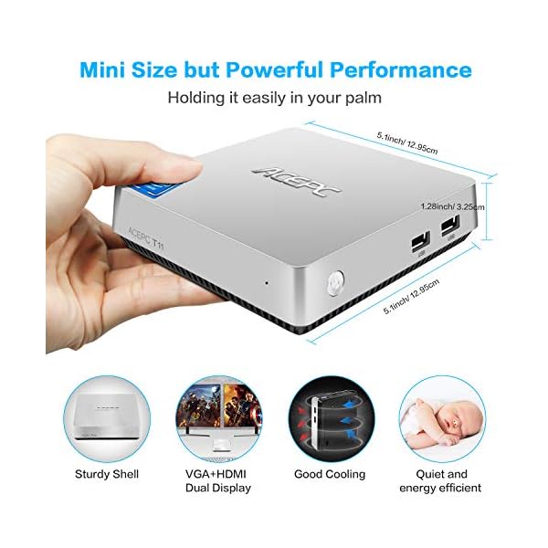ACEPC-T11-Windows-10-Pro-Mini-PC-4GB-Ram-64GB-eMMC-Intel-Atom-x5-Z8350-Fanless-Mini-Computer-with-HDMI-and-VGA-Ports-Gigabit-Ethernet-Dual-Band-WiFi-BT-42-4K-HD-Graphics-VESA-Mount ACEPC T11 Windows 10 Pro Mini PC, 4GB Ram 64GB eMMC Intel Atom x5-Z8350 Fanless Mini Computer with HDMI and VGA Ports…
